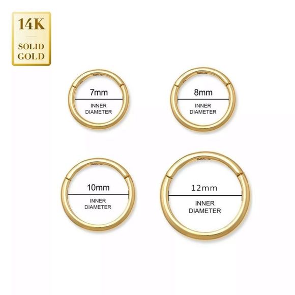 14K Solid Gold Nose Ring Hoop Body Piercing 16g - Picture 3 of 6